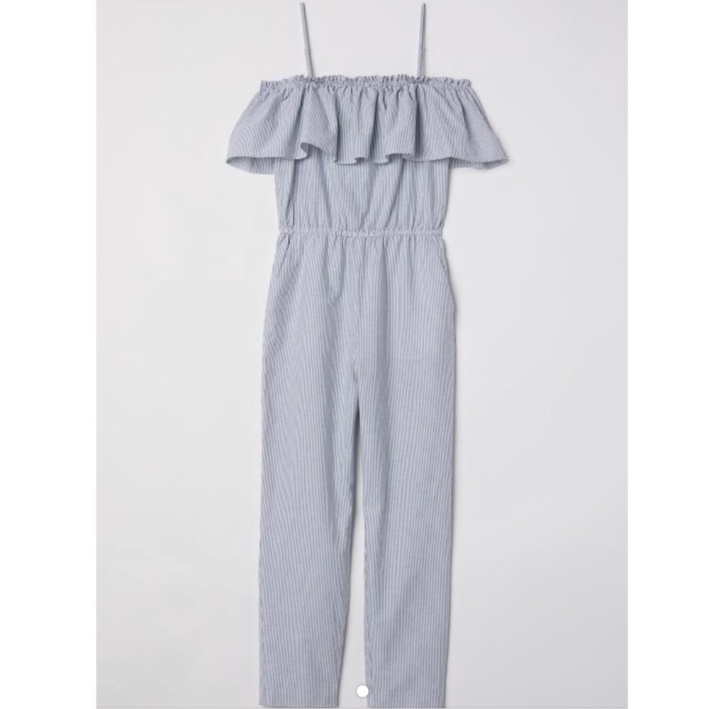 H&M Stripe off the shoulder jumpsuit